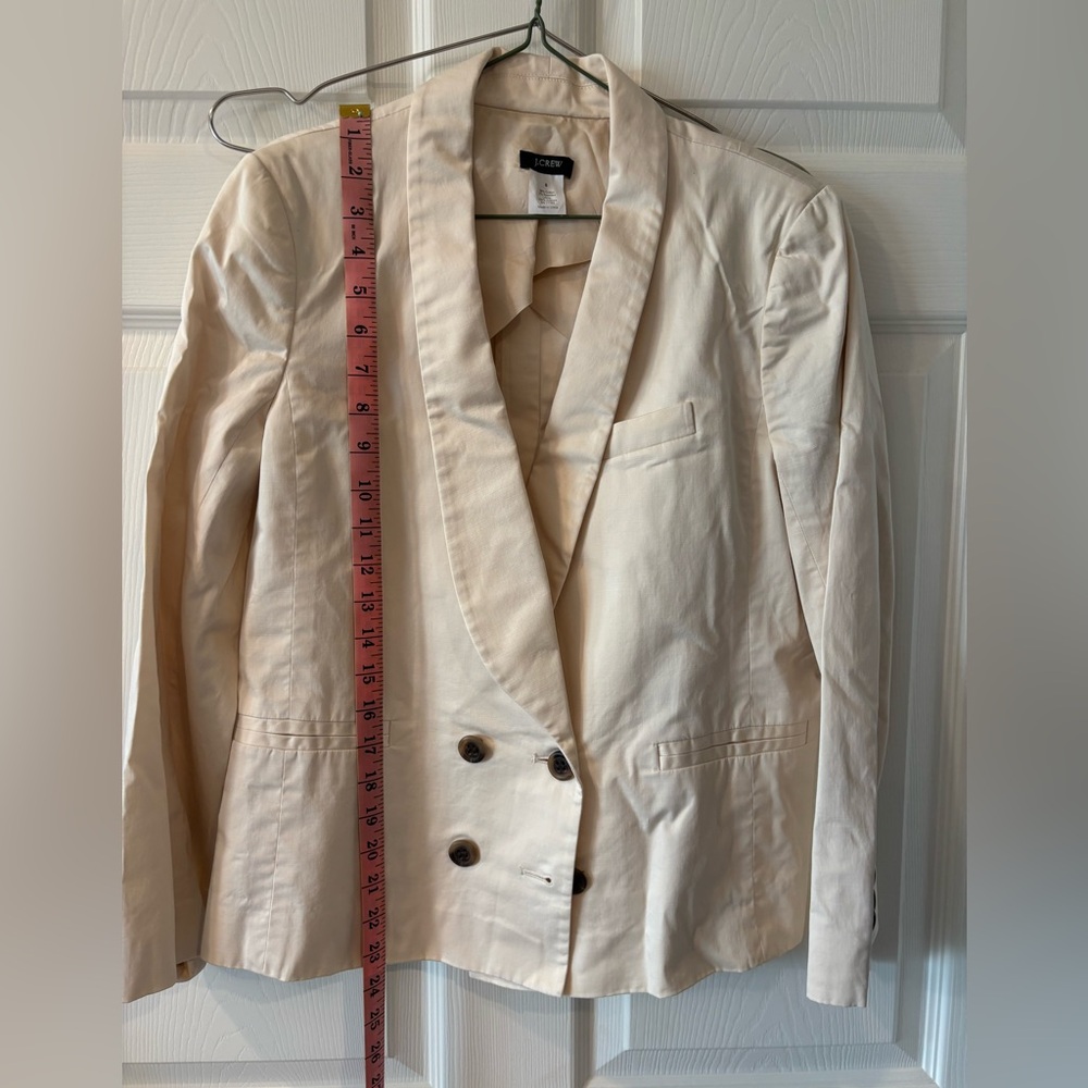 J. Crew Cream Cotton Blazer Double Breasted Tailored Size 6